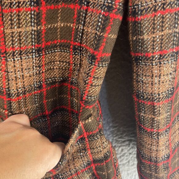 Vtg Carlisle Womens Blazer Jacket Wool Blend Tweet Plaid Sz 12 Zip Boho Office - Picture 9 of 10